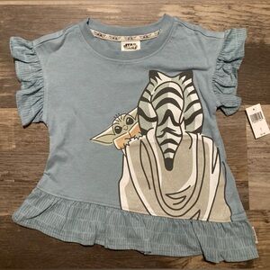 Star Wars Kids Girl Blue Ruffle Sleeve Top